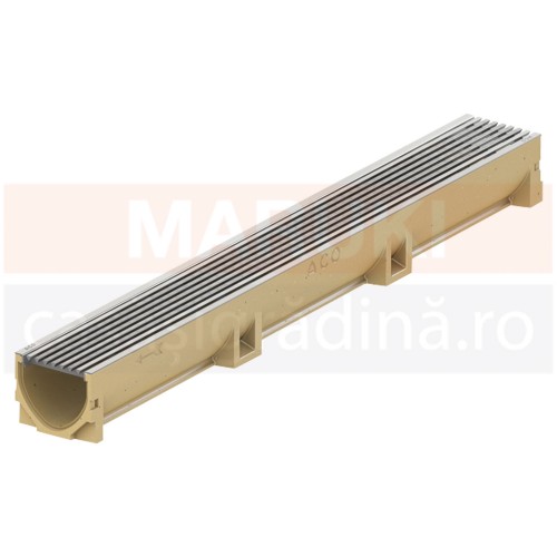 Rigolă ACO Self Euroline din beton cu polimeri, cu grătar din oțel inoxidabil, lungime 100 cm, cod 3850010323 Rigolă ACO Self Euroline din beton cu polimeri, cu grătar din oțel inoxidabil, lungime 100 cm, cod 3850010323