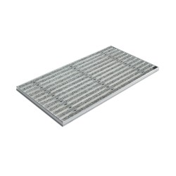 Ștergător de picioare încastrabil ACO Self Vario, cu ramă din aluminiu și grătar insertie textila, gri, 600x400x30mm