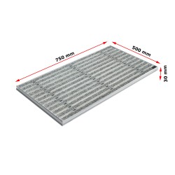 Ștergător de picioare încastrabil ACO Self Vario, cu ramă din aluminiu și grătar insertie textila, gri, 750x500x30mm