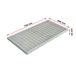 Ștergător de picioare încastrabil ACO Self Vario, cu ramă din aluminiu și grătar profilat longitudinal, 750x500x30mm