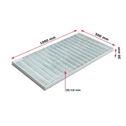 Ștergător de picioare încastrabil ACO Self Vario, cu ramă din aluminiu și grătar rețea ochiuri 30/10, B125, 1000x500x30mm