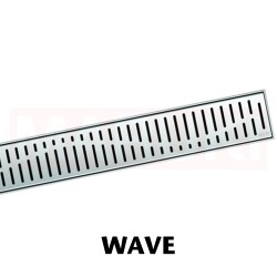 Rigola de dus din inox ACO ShowerDrain C  cu flansa perete, gratar Wave, lungime 985mm, h=92mm