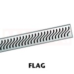 Rigolă de duș din inox ACO ShowerDrain M+ cu flanșă perete, grătar Flag, lungime 1000mm, h=69mm