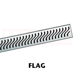 Rigola de dus din inox ACO ShowerDrain M+ cu flansa perete, gratar Flag, lungime 1200mm, h=140mm