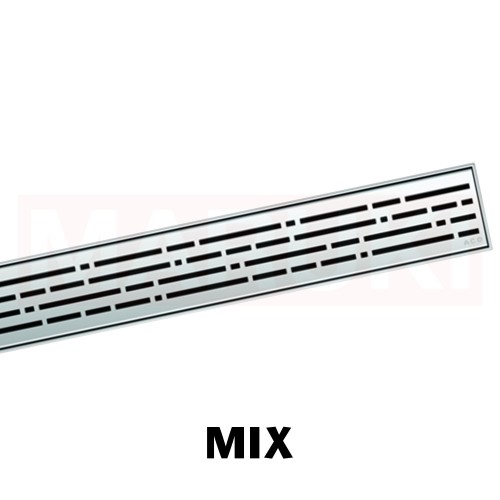 Rigolă de duș din inox ACO ShowerDrain M+ cu flanșă orizontală, gratar Mix, lungime 700mm, h=92mm