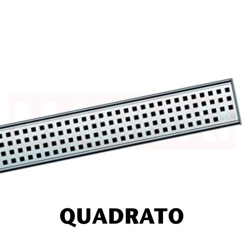 Rigolă de duș din inox ACO ShowerDrain M+ cu flanșă perete, grătar Quadrato, lungime 700mm, h=69mm