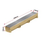 Set 7 rigole ACO Self Euroline din beton cu polimeri, grătar standard din otel zincat, A15, L=7m, lxh=11.8x10cm si accesorii