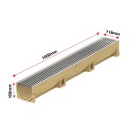 Set 10 rigole ACO Self Euroline din beton cu polimeri, grătar profil triunghiular inox, A15,L=10m, lxh=11.8x10cm si accesorii