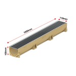 Set 6 rigole ACO Self Euroline din beton cu polimeri, grătar retea din otel zincat, A15, L=6m, lxh=11.8x10cm si accesorii