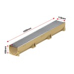 Set 3 rigole ACO Self Euroline din beton cu polimeri, grătar nervurat din inox, A15, L=3m, lxh=11.8x10cm si accesorii