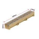 Set 9 rigole ACO Self Euroline din beton cu polimeri, grătar din fontă model Voronoi Citrine, B125, L=9m, lxh=11.8x10cm si accesorii