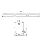 Set 11 rigole ACO Self Euroline din beton cu polimeri, grătar din fontă Intercept, A15, L=11m, lxh=11.8x10cm si accesorii