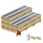 Set 10 rigole ACO Self Euroline din beton cu polimeri, grătar retea din inox, A15,L=10m, lxh=11.8x10cm si accesorii