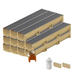 Set 11 rigole ACO Self Euroline din beton cu polimeri, grătar retea din otel zincat antracit, A15, L=11m, lxh=11.8x10cm si accesorii