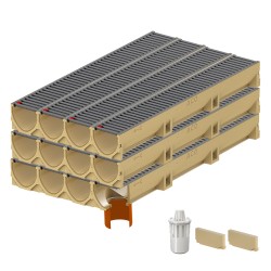 Set 12 rigole ACO Self Euroline din beton cu polimeri, grătar retea din otel zincat antracit, A15, L=12m, lxh=11.8x10cm si accesorii