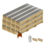 Set 12 rigole ACO Self Euroline din beton cu polimeri, grătar profil triunghiular inox, A15, L=12m, lxh=11.8x10cm si accesorii