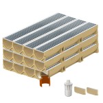 Set 12 rigole ACO Self Euroline din beton cu polimeri, grătar retea din inox, A15, L=12m, lxh=11.8x10cm si accesorii