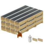 Set 12 rigole ACO Self Euroline din beton cu polimeri, grătar retea din otel zincat, A15, L=12m, lxh=11.8x10cm si accesorii