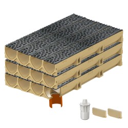 Set 12 rigole ACO Self Euroline din beton cu polimeri, grătar din fontă model Voronoi Diamant, B125, L=12m, lxh=11.8x10cm si accesorii