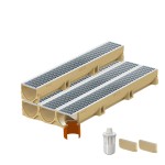 Set 4 rigole ACO Self Euroline din beton cu polimeri, grătar retea din inox, A15, L=4cm, lxh=11.8x10cm si accesorii