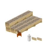 Set 4 rigole ACO Self Euroline din beton cu polimeri, grătar din fontă model Voronoi Citrine, B125, L=4m, lxh=11.8x10cm si accesorii