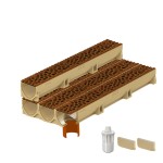 Set 4 rigole ACO Self Euroline din beton cu polimeri, grătar din fontă model Voronoi Corten, B125, L=4m, lxh=11.8x10cm si accesorii