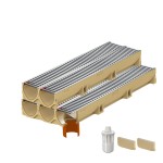 Set 5 rigole ACO Self Euroline din beton cu polimeri, grătar nervurat din inox, A15, L=5m, lxh=11.8x10cm si accesorii