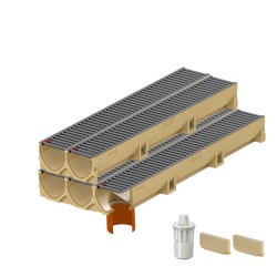 Set 5 rigole ACO Self Euroline din beton cu polimeri, grătar retea din otel zincat antracit, A15, L=5m, lxh=11.8x10cm si accesorii