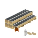 Set 5 rigole ACO Self Euroline din beton cu polimeri, grătar retea din otel zincat, A15, L=5m, lxh=11.8x10cm si accesorii