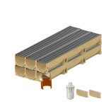 Set 6 rigole ACO Self Euroline din beton cu polimeri, grătar retea din otel zincat antracit, A15, L=6m, lxh=11.8x10cm si accesorii