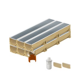 Set 6 rigole ACO Self Euroline din beton cu polimeri, grătar retea din inox, A15, L=6m, lxh=11.8x10cm si accesorii