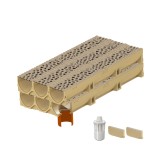 Set 6 rigole ACO Self Euroline din beton cu polimeri, grătar din fontă model Voronoi Citrine, B125, L=6m, lxh=11.8x10cm si accesorii