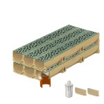 Set 6 rigole ACO Self Euroline din beton cu polimeri, grătar din fontă model Voronoi Malachite, B125, L=6m, lxh=11.8x10cm si accesorii