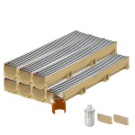 Set 7 rigole ACO Self Euroline din beton cu polimeri, grătar nervurat din inox, A15, L=7m, lxh=11.8x10cm si accesorii