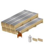 Set 7 rigole ACO Self Euroline din beton cu polimeri, grătar standard din otel zincat, A15, L=7m, lxh=11.8x10cm si accesorii