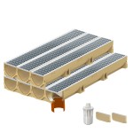 Set 7 rigole ACO Self Euroline din beton cu polimeri, grătar retea din inox, A15, L=7m, lxh=11.8x10cm si accesorii