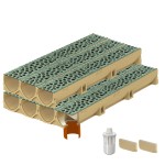 Set 7 rigole ACO Self Euroline din beton cu polimeri, grătar din fontă model Voronoi Malachite, B125, L=7m, lxh=11.8x10cm si accesorii