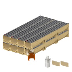 Set 8 rigole ACO Self Euroline din beton cu polimeri, grătar retea din otel zincat antracit, A15, L=8m, lxh=11.8x10cm si accesorii