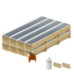 Set 8 rigole ACO Self Euroline din beton cu polimeri, grătar retea din inox, A15, L=8m, lxh=11.8x10cm si accesorii