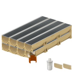 Set 8 rigole ACO Self Euroline din beton cu polimeri, grătar retea din otel zincat, A15, L=8m, lxh=11.8x10cm si accesorii