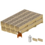 Set 8 rigole ACO Self Euroline din beton cu polimeri, grătar din fontă model Voronoi Citrine, B125, L=8m, lxh=11.8x10cm si accesorii