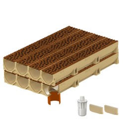 Set 8 rigole ACO Self Euroline din beton cu polimeri, grătar din fontă model Voronoi Corten, B125, L=8m, lxh=11.8x10cm si accesorii