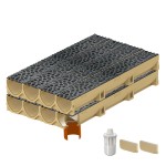 Set 8 rigole ACO Self Euroline din beton cu polimeri, grătar din fontă model Voronoi Diamant, B125, L=8m, lxh=11.8x10cm si accesorii