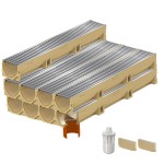 Set 9 rigole ACO Self Euroline din beton cu polimeri, grătar standard din otel zincat, A15, L=9m, lxh=11.8x10cm si accesorii