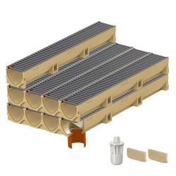 Set 9 rigole ACO Self Euroline din beton cu polimeri, grătar retea din otel zincat antracit, A15, L=9m, lxh=11.8x10cm si accesorii