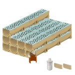 Set 9 rigole ACO Self Euroline din beton cu polimeri, grătar din fontă model Voronoi Perle, B125, L=9m, lxh=11.8x10cm si accesorii