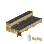 Set 4 rigole ACO Self Euroline din beton cu polimeri, grătar din fontă Intercept, A15, L=4m, lxh=11.8x10cm si accesorii