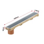 Set 7 rigole cu accesorii ACO Self Euroline 60 din beton cu polimeri 100cm, cu grătar Self retea A15 100cm din otel inoxidabil