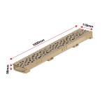 Set 7 rigole cu accesorii ACO Self Euroline 60 din beton cu polimeri 100cm, cu grătar Self tip Voronoi 50cm din fonta,  Citrine, B125