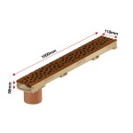 Set 3 rigole cu accesorii ACO Self Euroline 60 din beton cu polimeri 100cm, cu grătar Self tip Voronoi 50cm din fonta, Corten, B125